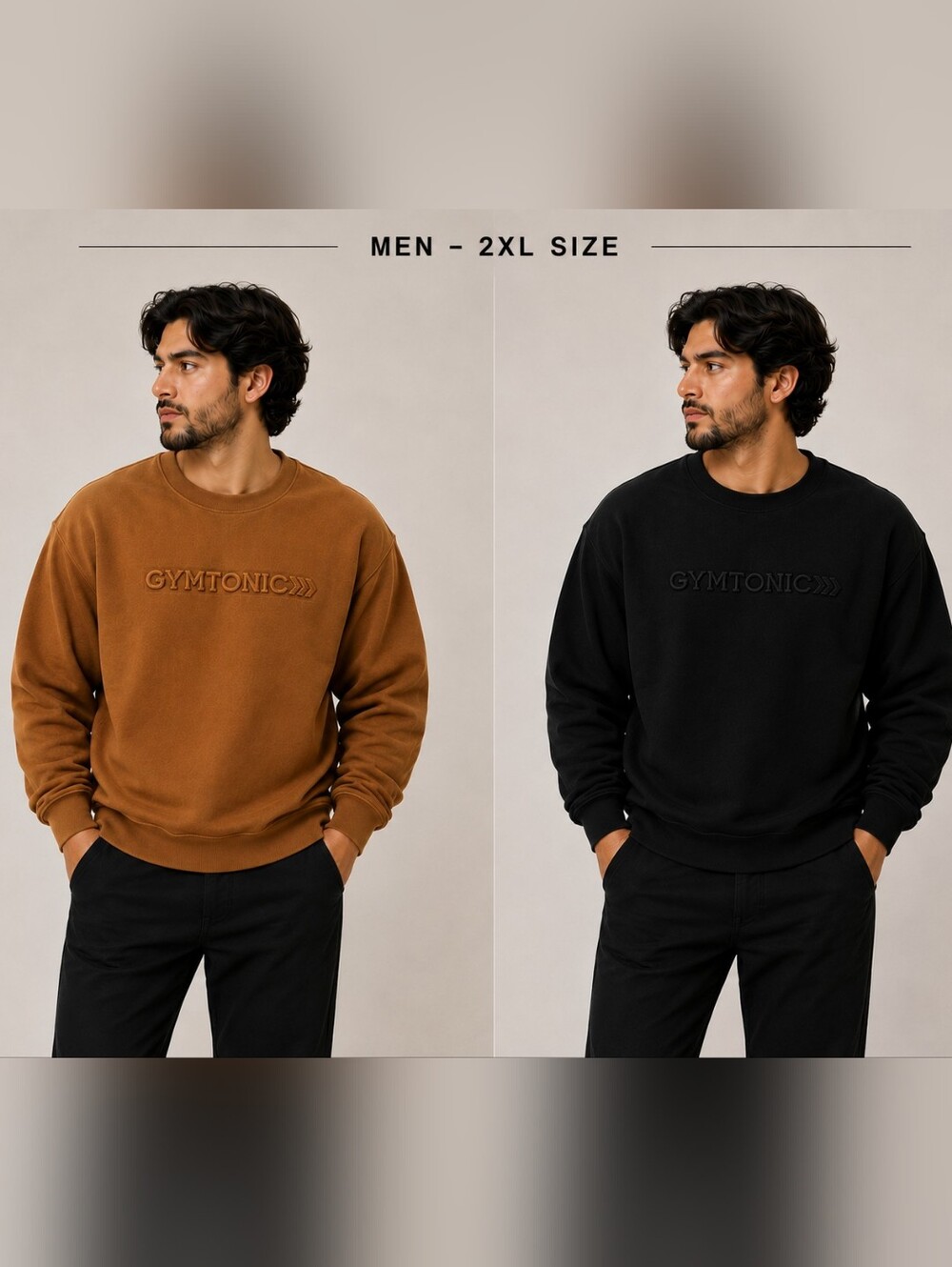 Men's Crewneck Sweatshirt — Black & Brown SIZE 2XL